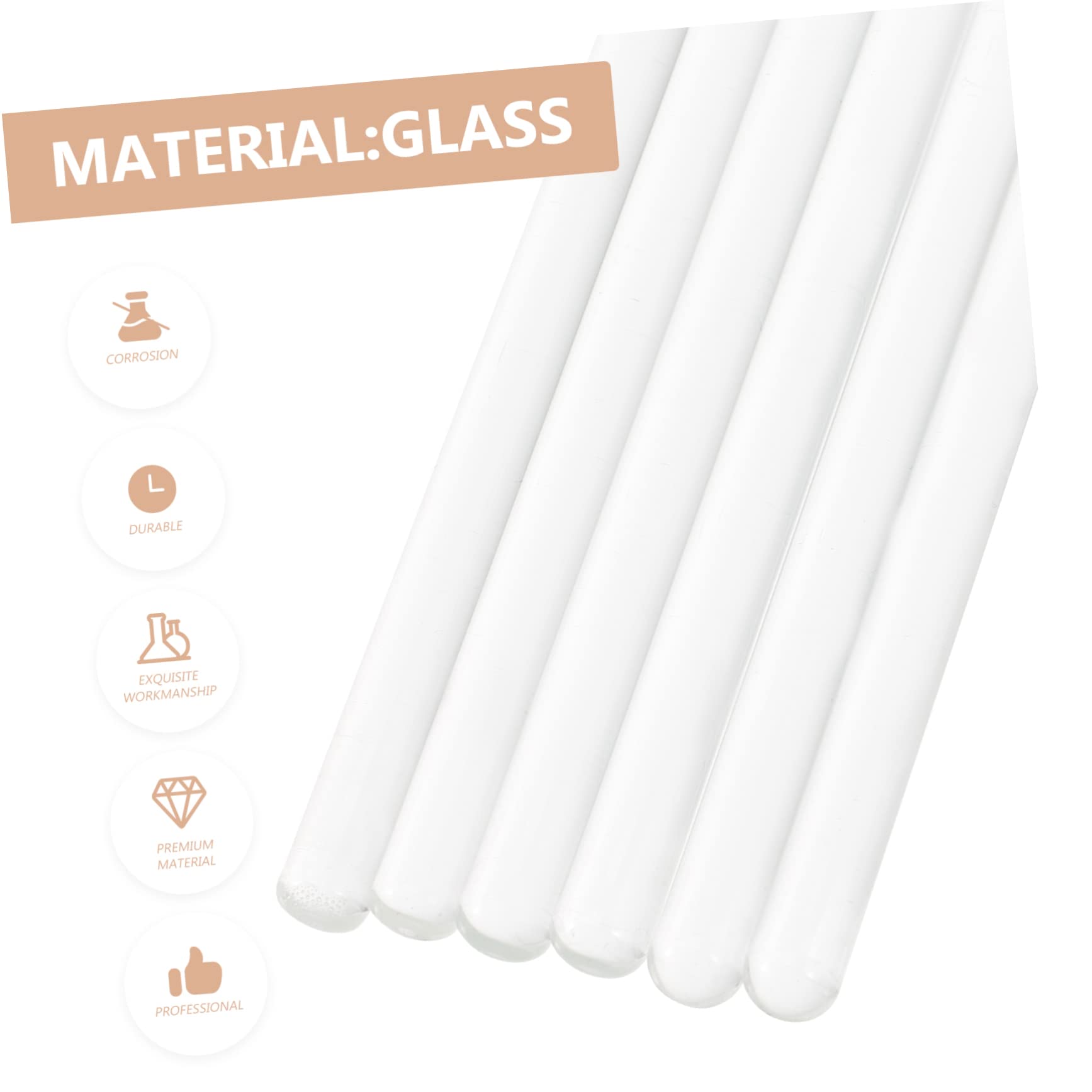 FUNOMOCYA Glass Stir Rods Set of 6 Lab Stir Sticks for Chemicals Resistant to Acid Alkali