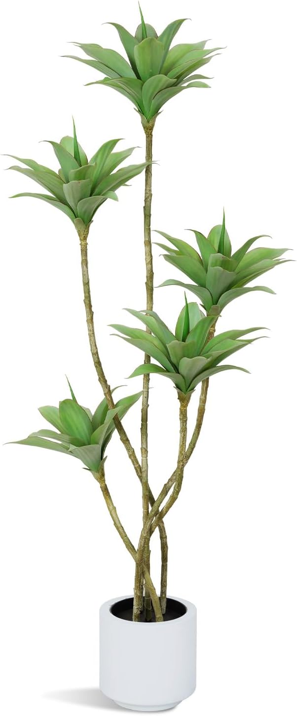 Artificial Trees 5.1 Ft Water Lilies with 5 Heads Potted Faux Floor Plants for Living Room Decor Fake Silk Plants for Home Decor Indoor Office Garden Outdoor Tree 5ft 1in