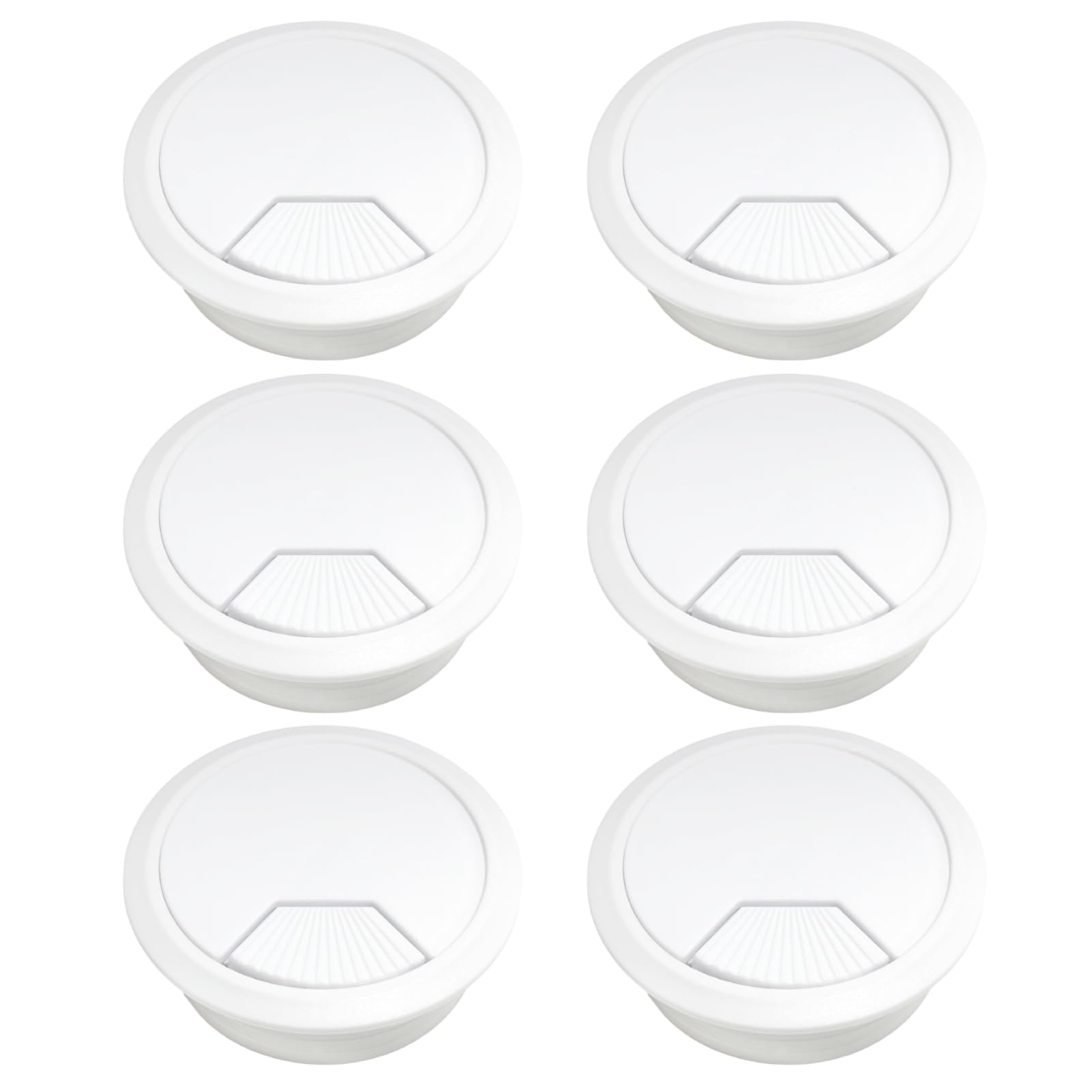 Lotnery 6PCS Desk Grommet 60mm/2.36 inch Size, White Desk Cable Grommet Plastic, Desk Cable Plug Hole Cover, Easy to Install, for Office, Home and School
