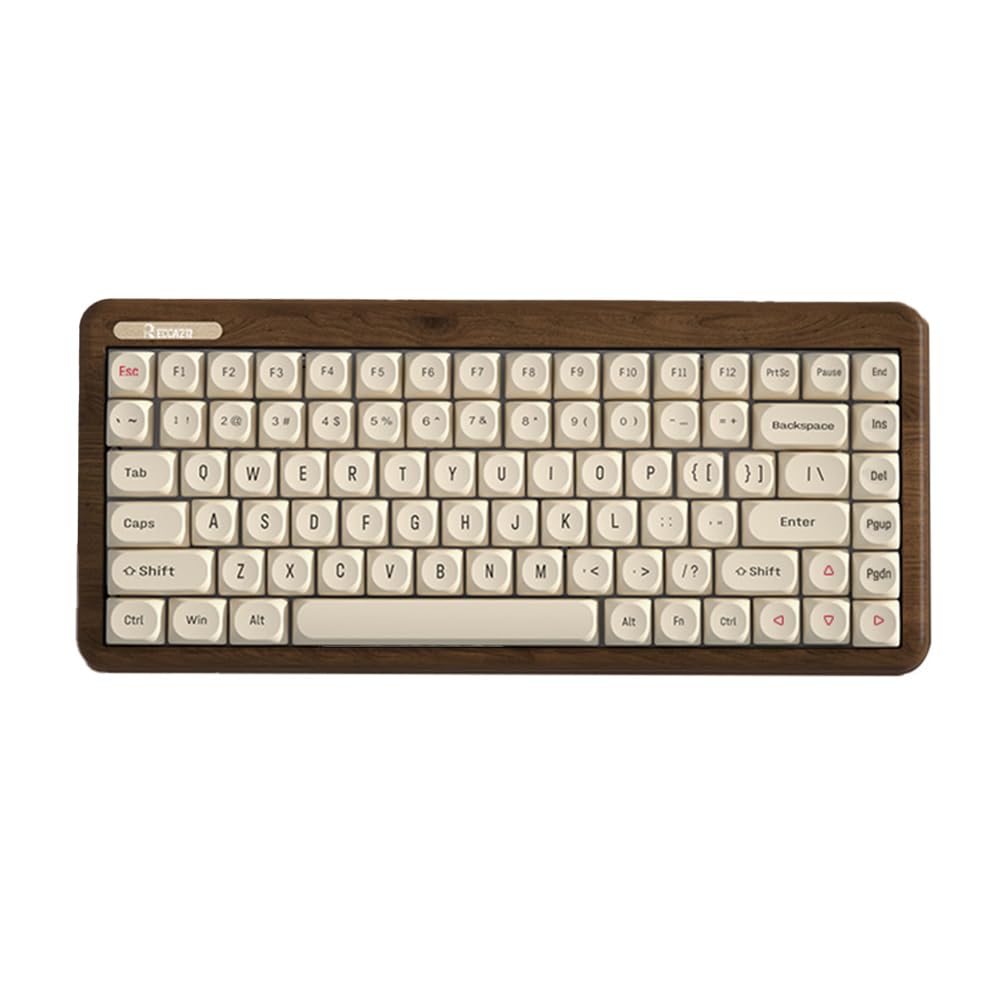 Walnut Wood Mechanical Keyboard - Tri-Mode Wireless RGB Backlit Hot-Swappable- Premium PBT Keycaps 4000mAh Battery 68 Keys