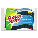 Scotch-Brite antiarañazos multiusos Scrub Esponja, 4 2/5 x 2 3/5, Azul, 3/Unidades