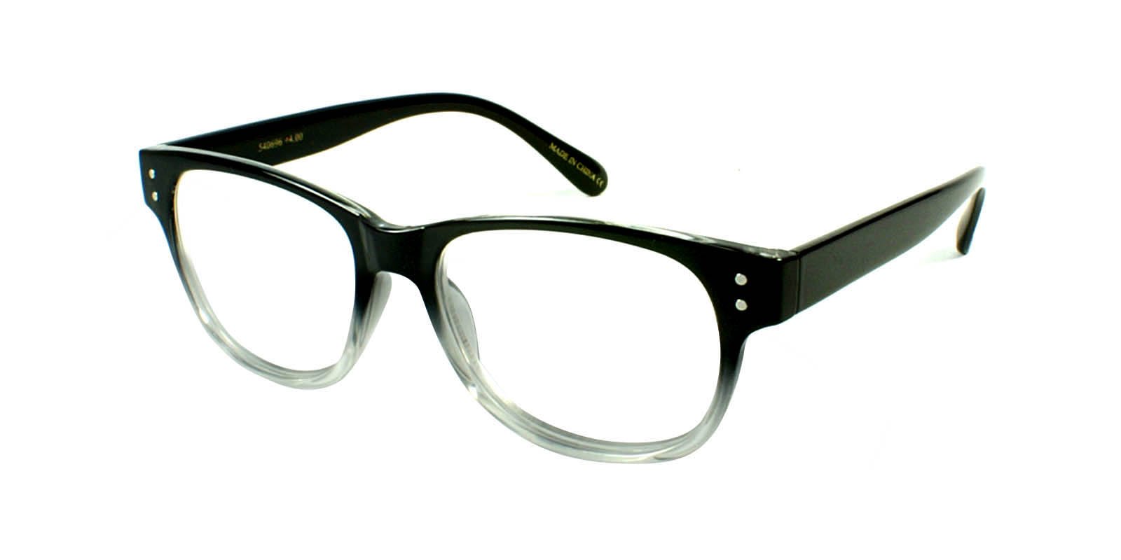 EDGEIWEAR Vintage Retro 80s Rectangular Reading Glasses Lightweight Crystal Clear Comfort Reader for Men Women 540696TT+2.75-4(BLK-CL)