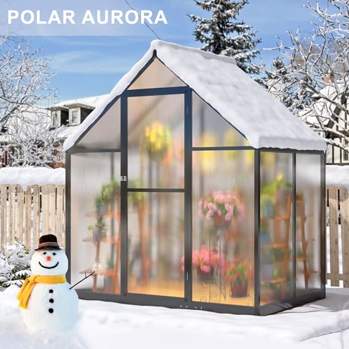 Polar Aurora PNF0406BG 4X6 Ft Greenhouse, Quick Aluminum Assembly Structure Polycarbonate Greenhouse thumb #4