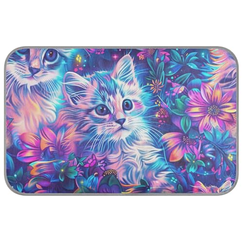 EtherSpher Colorful Cartoon Kittens Summer Pets Cooling Self Cooling cat Blankets for Indoor Cats for cat Indoor Non-Electric Manta refrescante para perro M