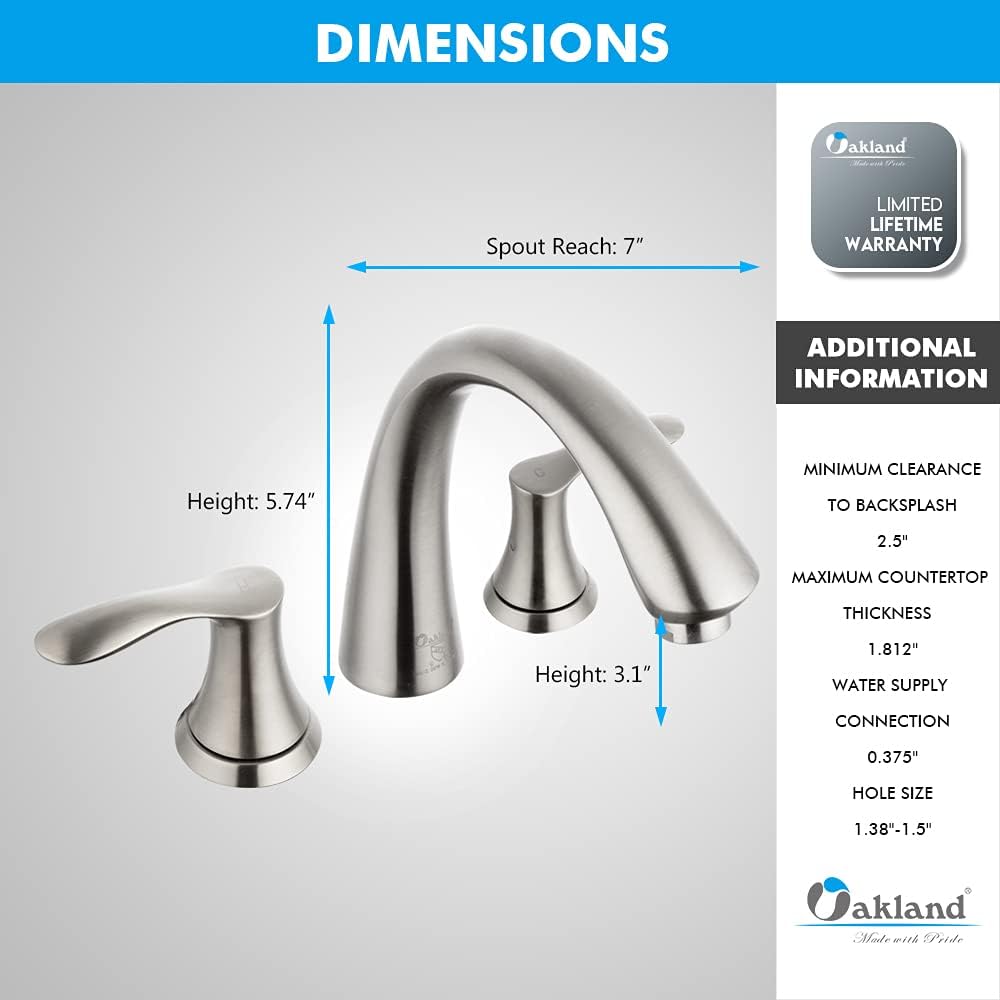🔥 Crazy Deals Brushed Nickel Bathroom Faucet 3 Hole, Oakland 8 Inch Widespread Bathroom Sink Faucet 2 Handle Vanity Faucet with Pop up Drain Assembly, KSB8232-BN