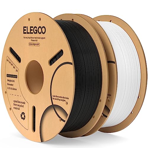 ELEGOO PLA 3D Printer Filament 1.75mm Black/White 2KG, Precision Wound