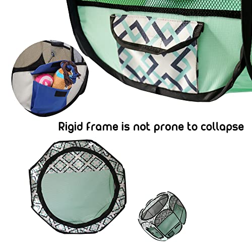 Floving Tragbares faltbares Haustier-Laufkatze Innen- / im Freiengebrauch -8 Verkleidung, wasserdicht (M, Blau kariert)