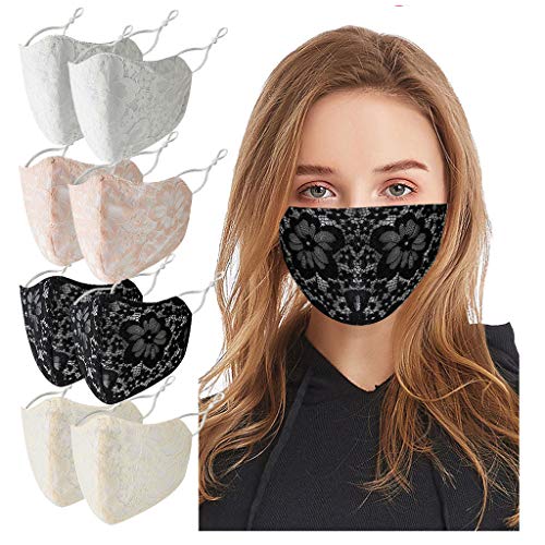 Cotton Face Bandanas Health Washable Reusable Cotton Bandana for Women Men (2PC, E-Beige)