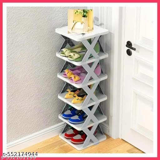 Image of 5 Layer Shoes Rack for Home Plastic,Stand Organizer Stackable Storage Bedroom entryway Slots Shelf Footwear Rack, Multi-Purpose Durable Plastic (6 Layer,) | RR 297