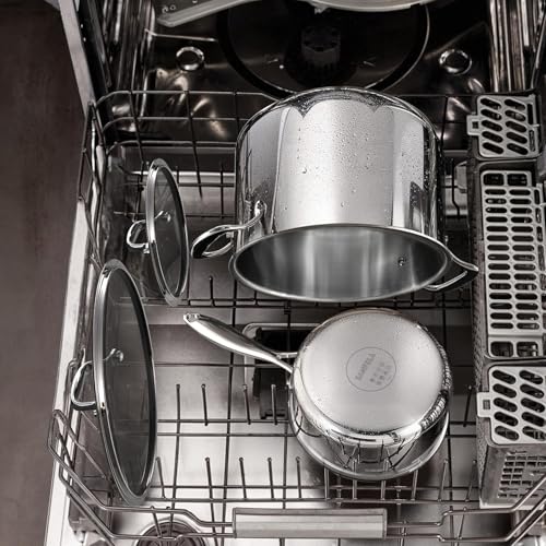 Image of 10 Pcs Stainless Steel Pots and Pan Sets for Various Cooking Needs | 5 Ply Clad, Compatible with All Cooktops, PTFE, PFAS and PFOA Free, Dishwasher Safe, Oven Safe Up to 800F
