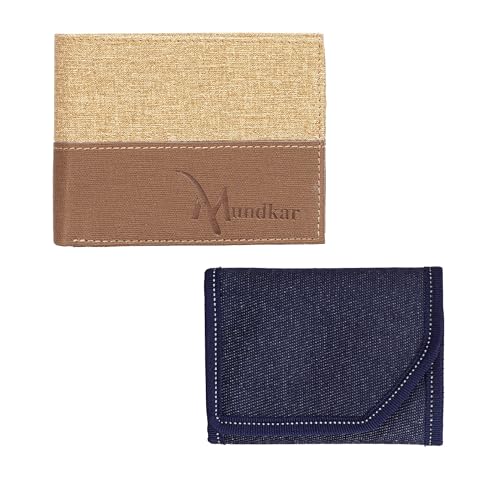 Image of Fabric Material Bifold and 3 fold Wallet for Men and Boys Combo Pack of 2 Stylish Wallets