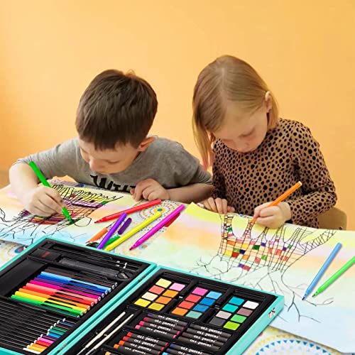 Vigorfun Deluxe Art Set in Wooden Case, with Soft & Oil Pastels,
