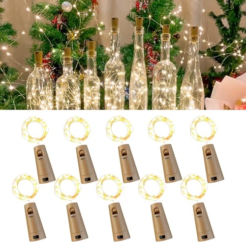 YUYWWAN 10 Stück Flaschenlichterkette Korken 2M 20LED Korken...