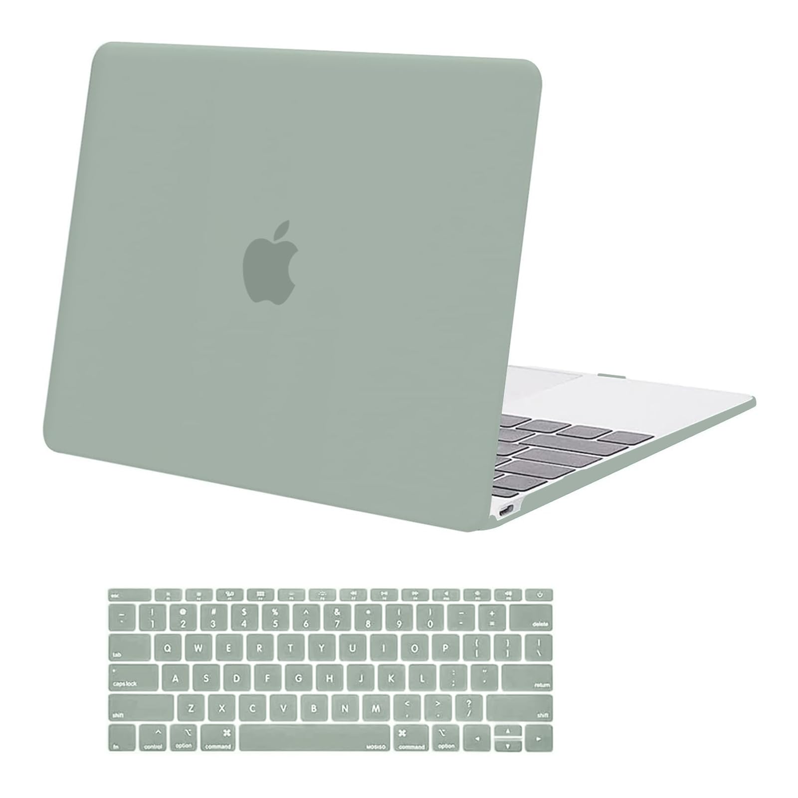 MOSISO Compatible with MacBook 12 inch Case with Retina Display (Model: A1534, Release 2017 2016 2015), Plastic Hard Shell Case & Keyboard Cover Skin, Antique Green