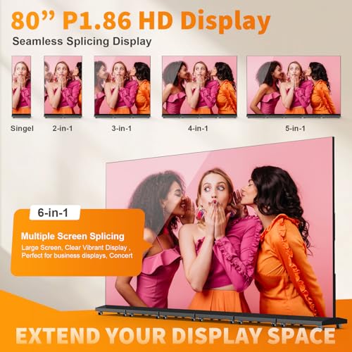 Image of 80 inch LED Digital Signage Display with Flight Case, P1.86 Foldable Spliceable LED Poster Screen Kiosk with Content Management System, WiFi /USB /HDMI for Events, Rentals & Commercial Use (Black, 1 Panel)