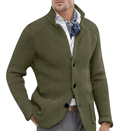 Chaqueta de punto hombre contra el frío suéter de punto con botones ligero que no abulta