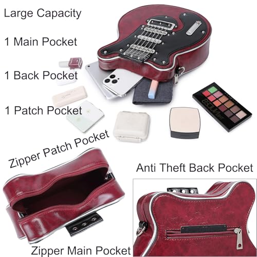 Men and Women Guitar Shaped Crossbody Shoulder Bag PU Leather Unique Novelty Guitar Purse4