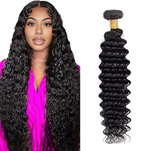 Mèche deep wave 26 pouces cheveux humains brésilienne 1B 50g