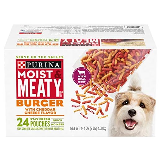 Purina Moist & Meaty Dry Dog Food, Burger with Cheddar Cheese Flavor - 24 ct. Pouch