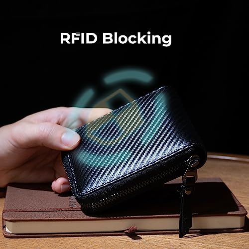 Alldaily RFID Blocking Wallets for Men with Zipper Bifold RFID Card Holder (Black)3