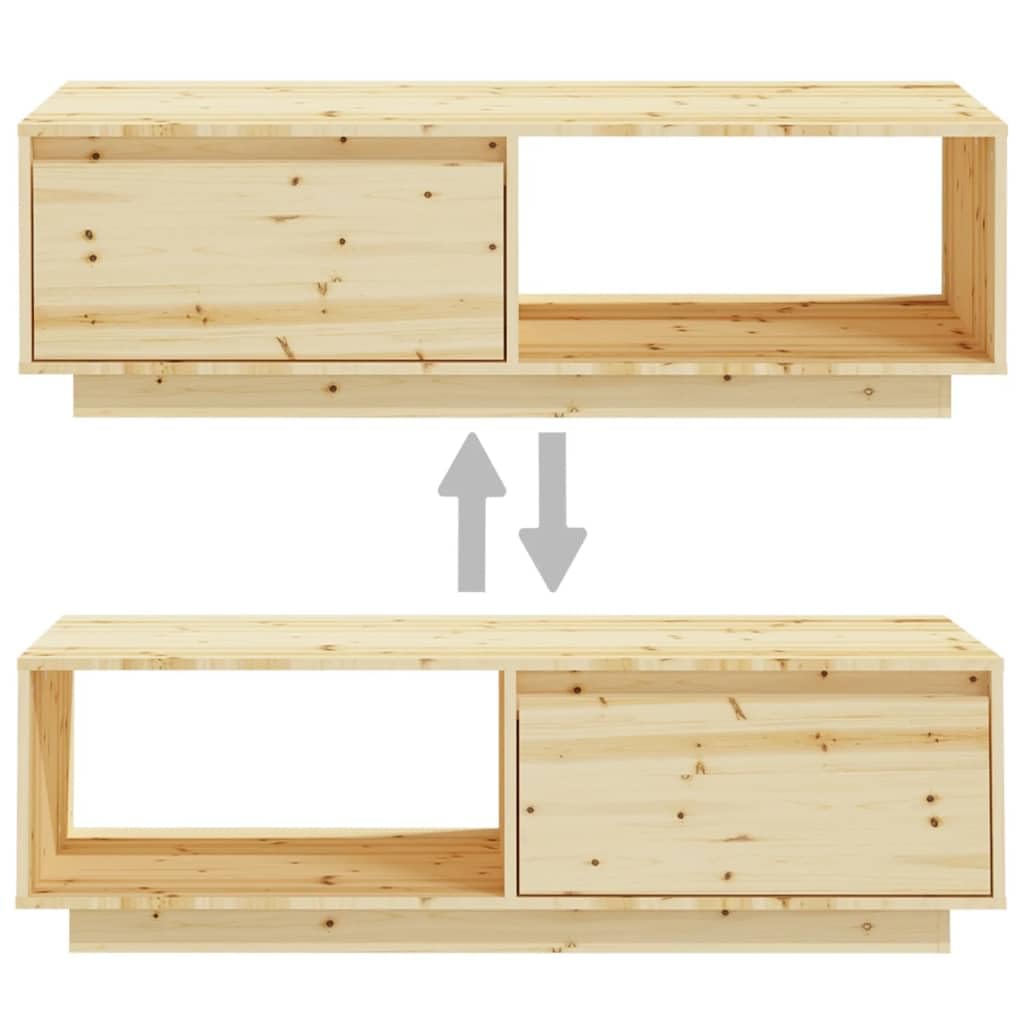 vidaXL Mesa de Centro de Madera Maciza de Abeto 110x50x33,5 cm