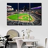 3 Panels Target Field Canvas Wall Art Baseball Stadium Skyline Paintings Prints on Canvas Minneapolis Modern Artwork Pictures for Living Room Bedroom Wall Decor Giclee Framed Ready to Hang, 60'Wx40'H