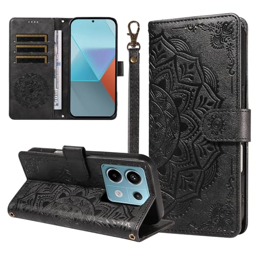 �X�}�z�P�[�X �Ή��@�� for Redmi Note 13 Pro 5G,�Ή��@�� for Xiaomi Poco X6 5G �X�}�z�P�[�X�y�t���b�v�� �X�^���h�t�� �J�[�h�z���_�[ �������[ �}�O�l�b�g���� �E�H���b�g�zBlack