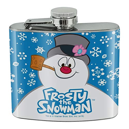Frosty the Snowman Snowing Stainless Steel 5oz Hip Drink Kidney Flask