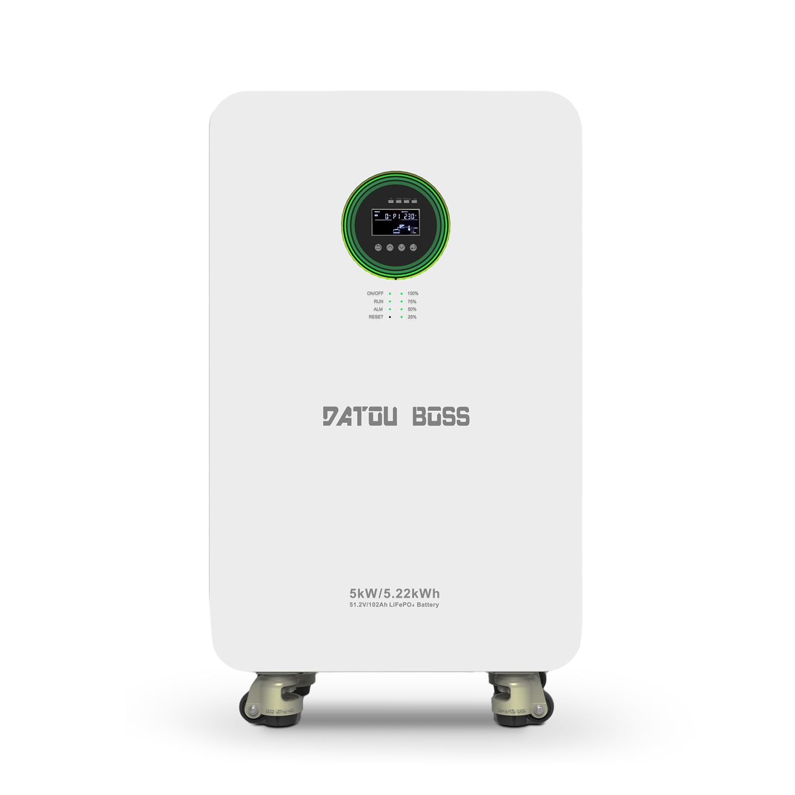 DATOUBOSS 5000W Inverter Ibrido Solare 48V+Batteria LiFePO4 48V 102Ah 5,22 kWh,6000+cicli,integrata BMS,ideale per Solare, Off-Grid,Centrale Elettrica.