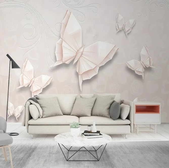Papier peint photo pour masquer un mur abîmé salon TV