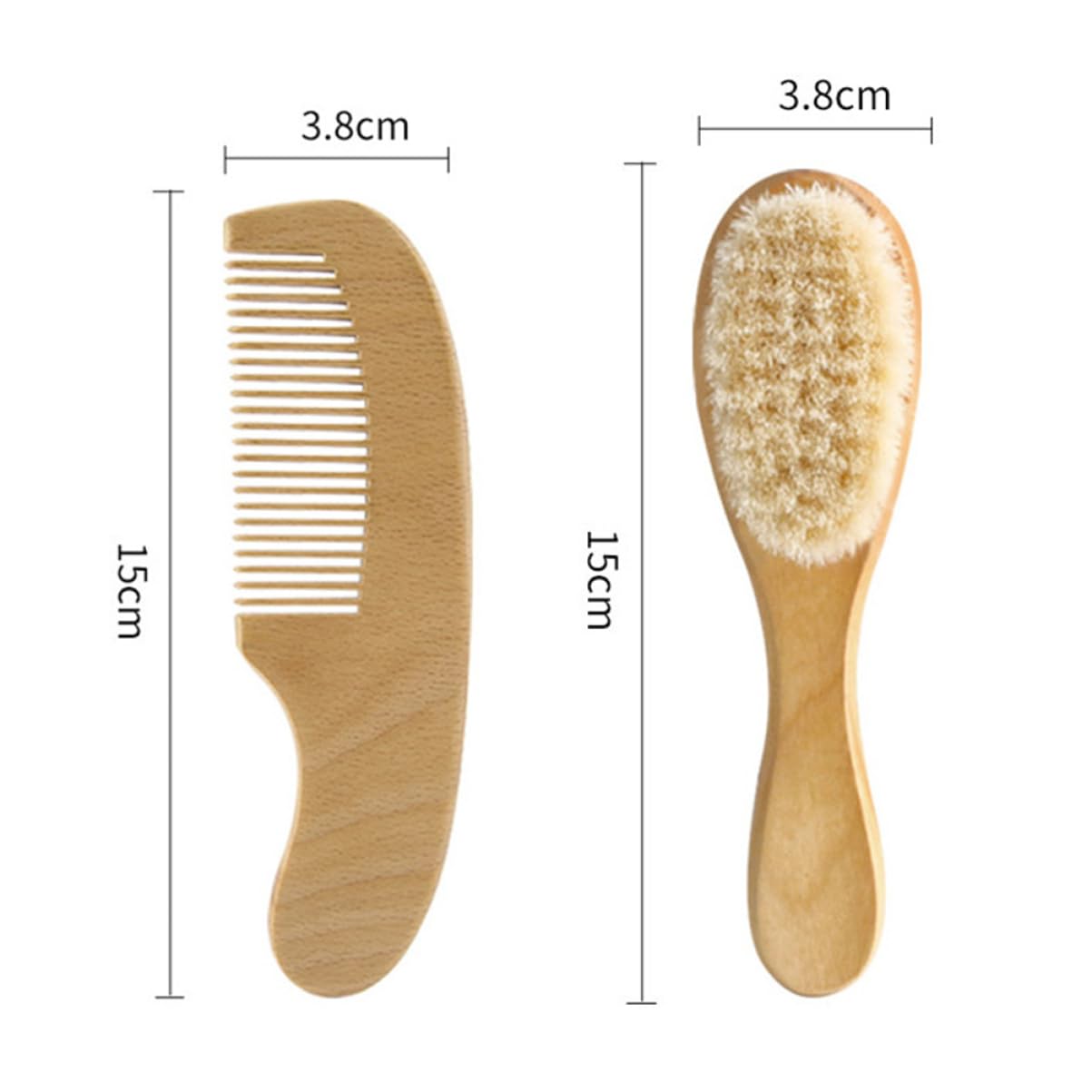 Toyvian Baby Brush Set 2pc Comb Brush Wool Bristles for Gentle Scalp Care Natural Wood Hair Comb for Newborns Toddlers Baby Hair Supplies
