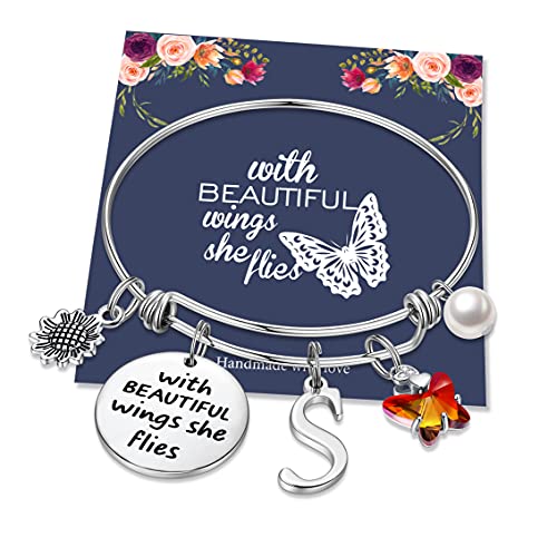 Hidepoo Butterfly Charm Bracelets for Women, Stainless Steel Colorful Crystal Butterfly Bracelet Initial Bracelet S Butterfly Charm Bracelets Butterfly Gifts for Women Butterfly Jewelry