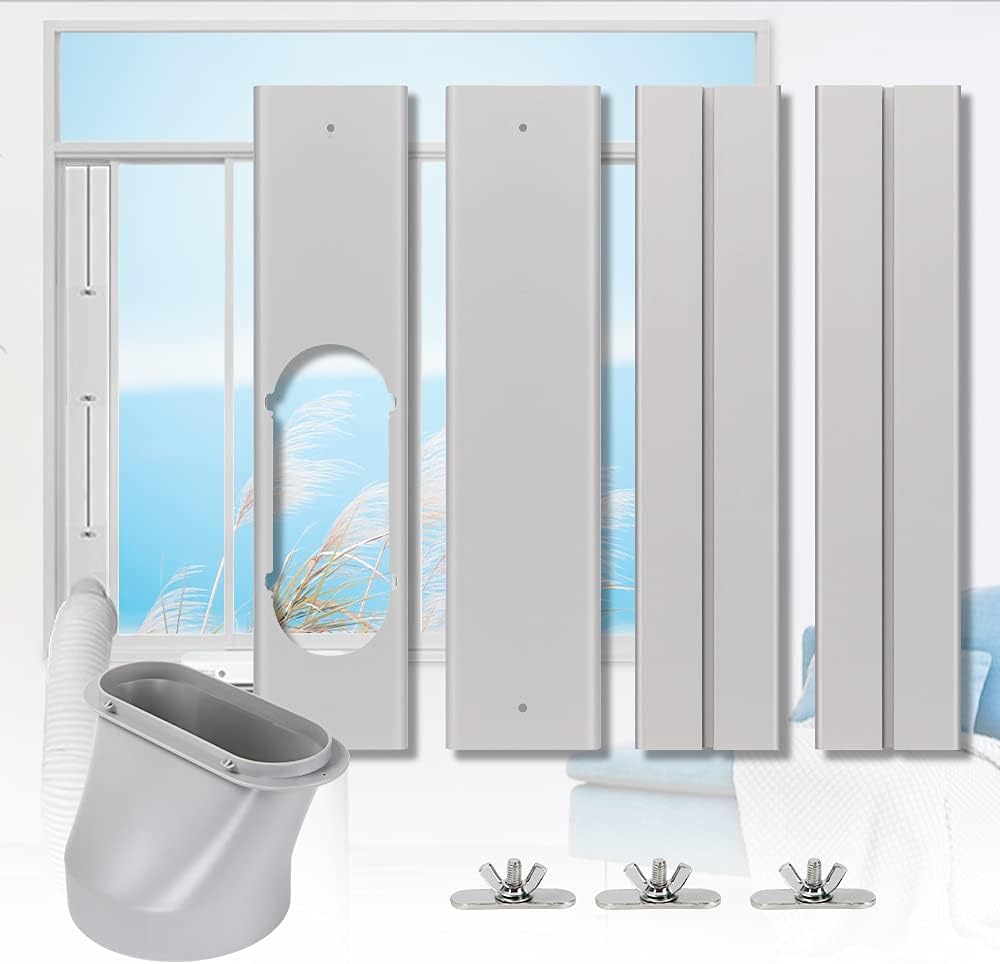 Portable Air conditioner Window Kit, Adjustable Vertical/Horizontal Sliding Window Kit Plate for Unit, AC Window Vent Seal Suitable for 5.9” AC Exhaust Hose