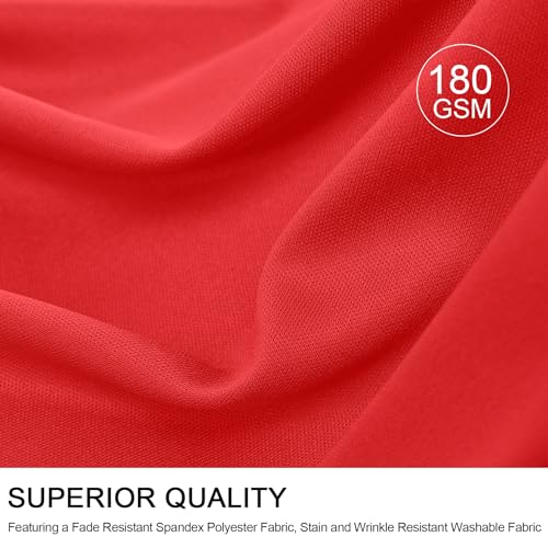Image of Outpain 6ft Spandex Polyester Blend Tablecloth for Standard Folding Tables - 6 Pack Red Table Protector for Party, Wedding, Banquet, Festival