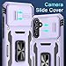 DEERLAMN Case for Samsung Galaxy S23 FE 6.4-Inch with Slide Camera Cover+Screen Protector(1 Pack),Rotated Ring Kickstand Military Grade Shockproof Protective Cover-Light Purple