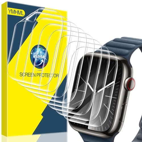 YMHML [ 8 Pack Screen Protector Compatible for Apple Watch 45mm Series 9 Series 8 Series 7 [Upgrade Flexible Film] Soft HD Clear Anti-Scratch Film for iWatch 9 8 7 Accessories