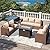 VONZOY Patio Furniture Set with Fire Pit Table, 5 Pieces Outdoor Furniture Sets, Wicker Patio Conversation Sets w/Waterproof Covers for Backyard, Porch, Balcony, Poolside(Khaki)