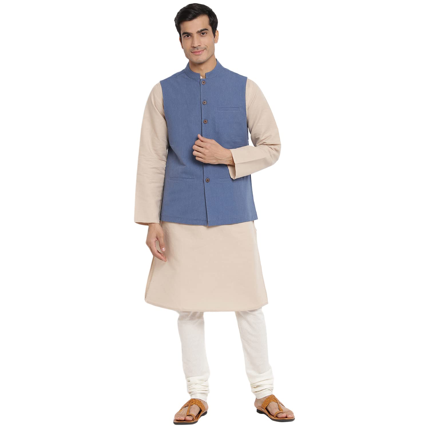 fabindia Men Firdaus Nehru Jacket Cotton-picture-35