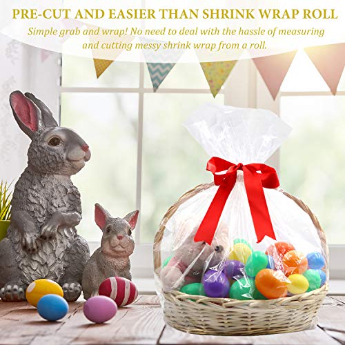 Image of Morepack Shrink Wrap Bags for Gift Baskets 24x30 Inches 5 Pcs