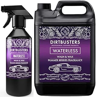 Dirtbusters Waterless Wash And Wax Car Cleaner, Easy To Use Spray On Wipe Off Car Shampoo And Wax For A Shiny Hydrophobic Polish Finish, Summer Berries (5.5L)
