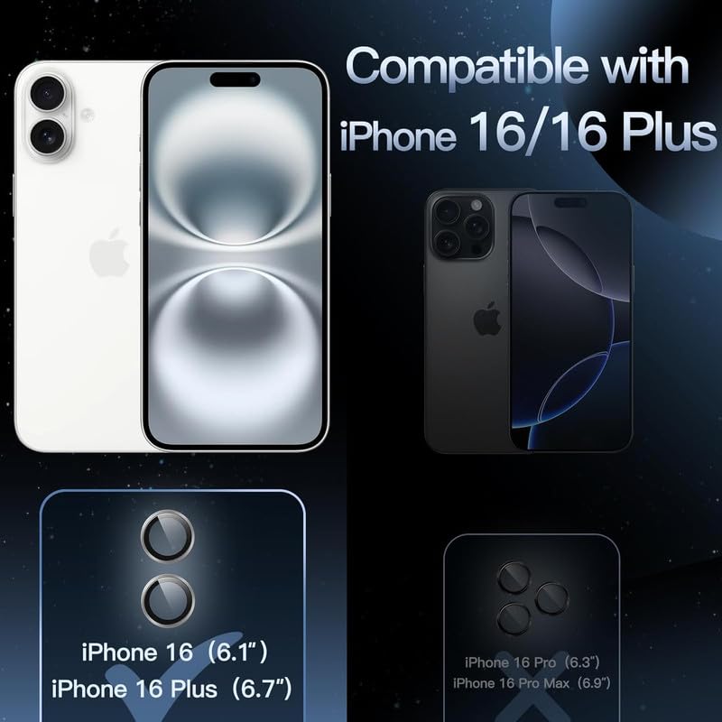 Image of Skinomi Camera Lens Protector for iPhone 15 plus [Anti-Scratch] Premium Tempered Glass Film Aluminum Alloy Lens Ring Cover, Silver (Set of 3)