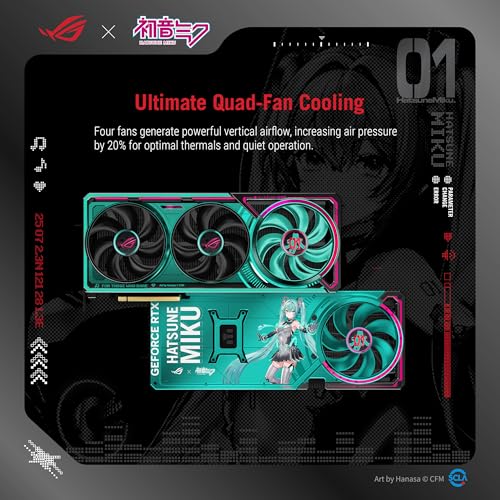 ROG Astral GeForce RTX 5080 16GB GDDR7 OC Hatsune Miku Edition - Scheda grafica Gaming (PCIe 5.0, HDMI, Display 2.1, 3.8 Slot, 4 Ventole assiali, Pad Termico GPU) - Scheda video - Immagine 3