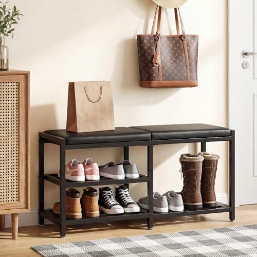 Bsketa Shoe Storage Bench with Seating,Ottoman with Storage Shoes Rack