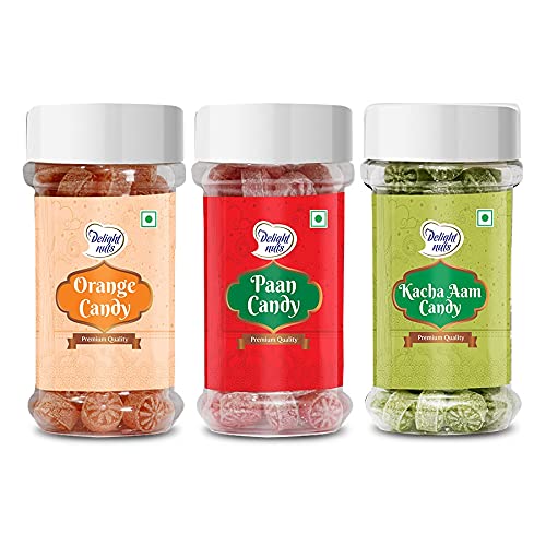 Delight Nuts Candy Combo Pack of 3 (Orange Candy 200g, Paan Candy 200g & Kacha Aam Candy 200g)-image-18