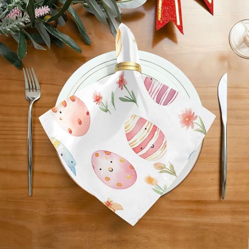 Servilletas de tela con patrón de huevo y flores, pack de 6 miniatura 3