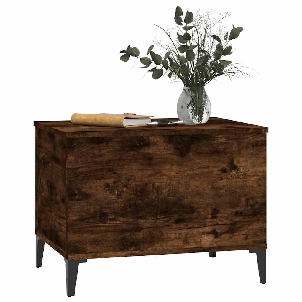 Stolik kawowy, dąb wędzony, 60 x 44,5 x 45 cm, materiał drewnopochodny z blatem o regulowanej wysokości, miejsce do przechowywania, trwały materiał, idealny do salonu, salonu, narożnika sofy