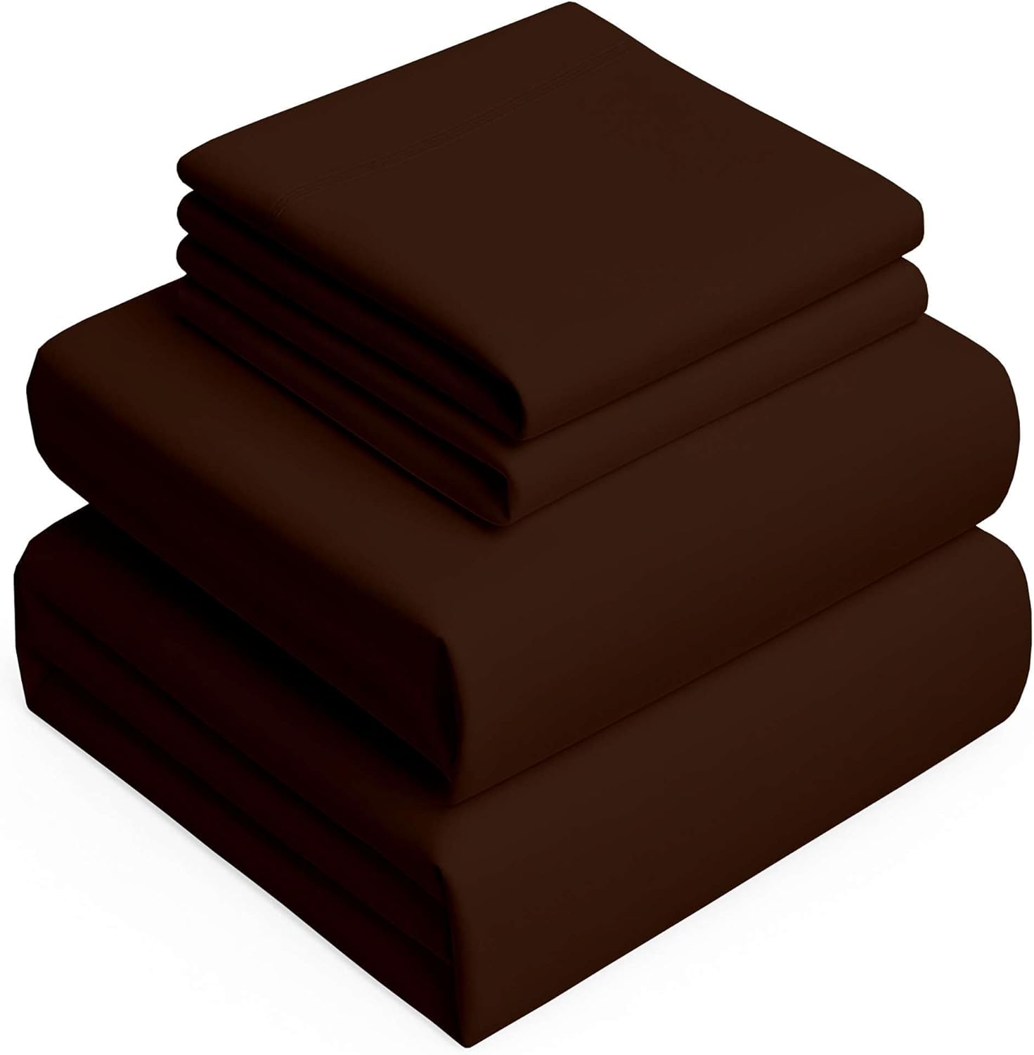 Cotton Bed Sheets - 100% Cotton - 500 Thread Count - 4-8 Inch Deep Pocket Fitted Sheet with Elastic All Around- Soft & Luxurious Hotel Quality Sheets(Chocolate Solid - Queen)