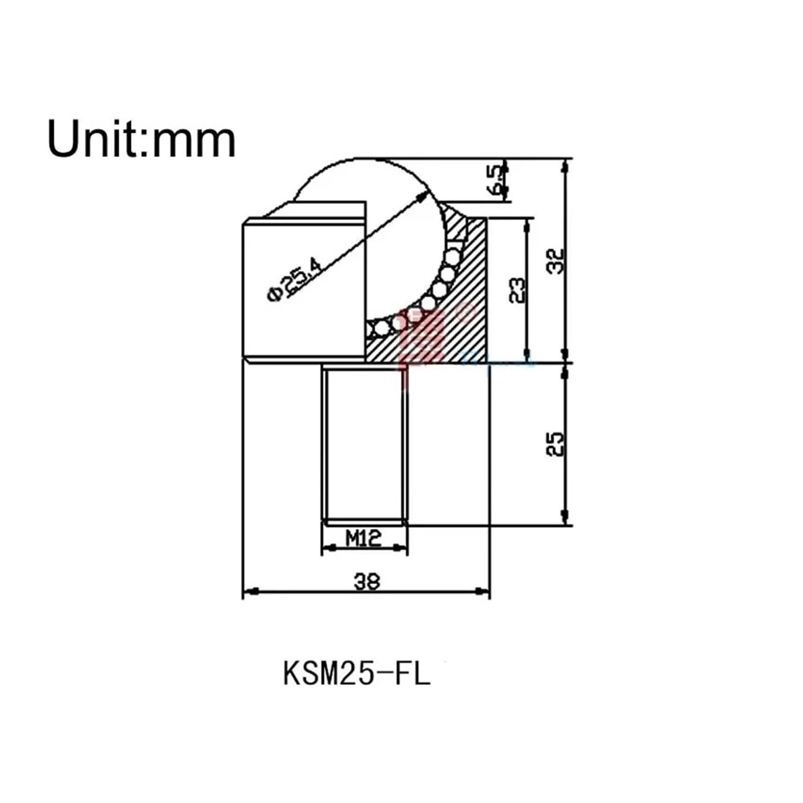 Rotelle con Cuscinetti a Sfera, Confezione da 10 unità di trasferimento a Sfera di precisione Universale KSM25-FL 1 Pollice M12 carico 120 kg