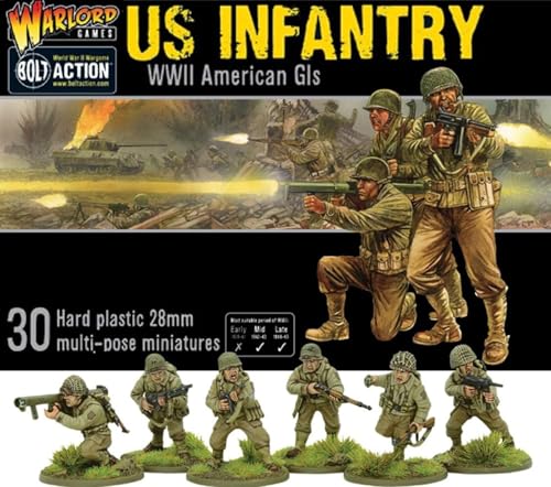 Warlord Games US Infantry GI's - 28mm Scale Plastic Miniatures for Bolt Action Highly Detailed World War 2 Miniatures for Table-top Wargaming