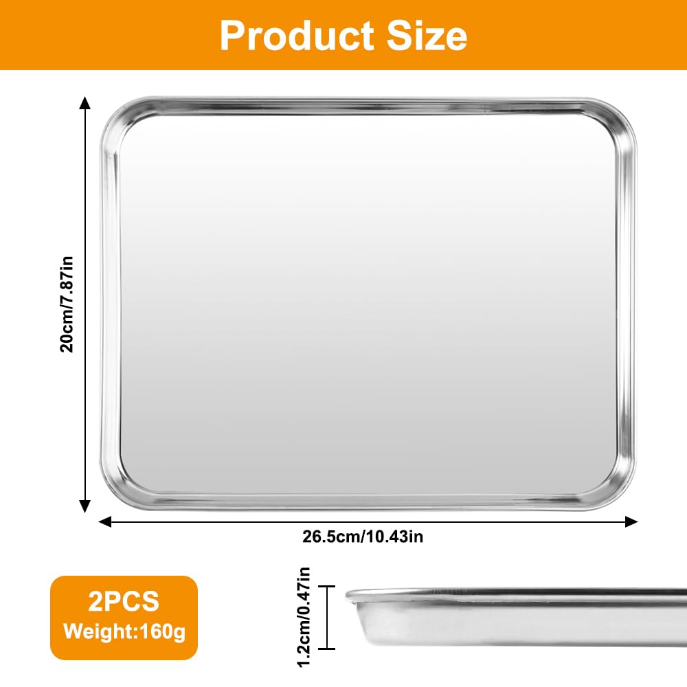 Set De Mini Plaques De Cuisson En Acier Inoxydable - 2 Pieces, Plat De Cuisson Rectangulaire Pour Une Cuisine Saine
